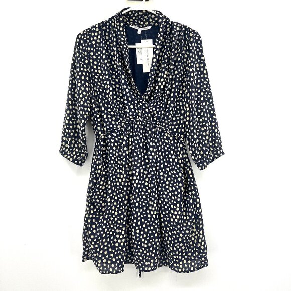 NWT Collective Concepts Navy Ivory Print Mini Dress Women's Small - Picture 1 of 7